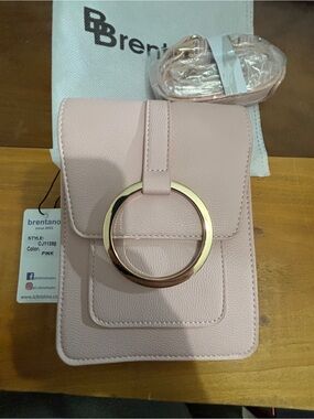 Brentano Pink Crossbody Bag with Gold Ring Accent